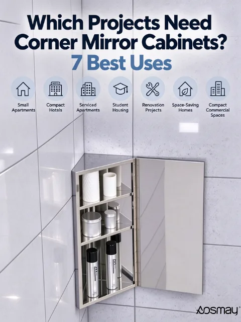 Discover 7 projects suited to corner mirror cabinets, from hotels and apartments to small bathrooms, renovations, and space-limited commercial projects.